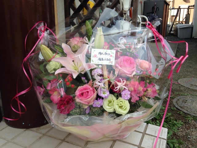 ピンクの花籠